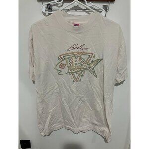 Daneli Men's Vintage Single Stitch Belize Fish T-Shirt, White, Large